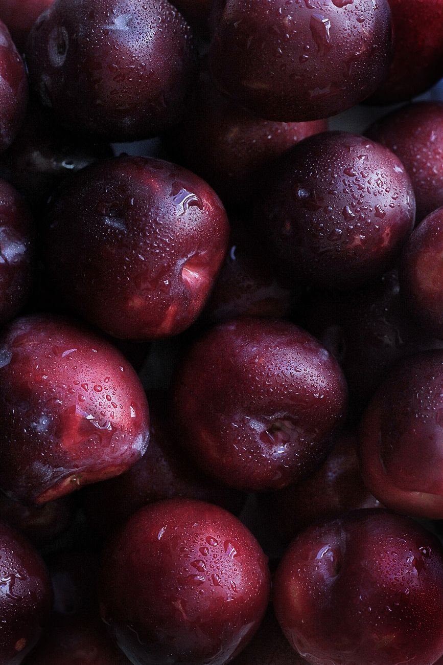 Fresh plums, botanical detail