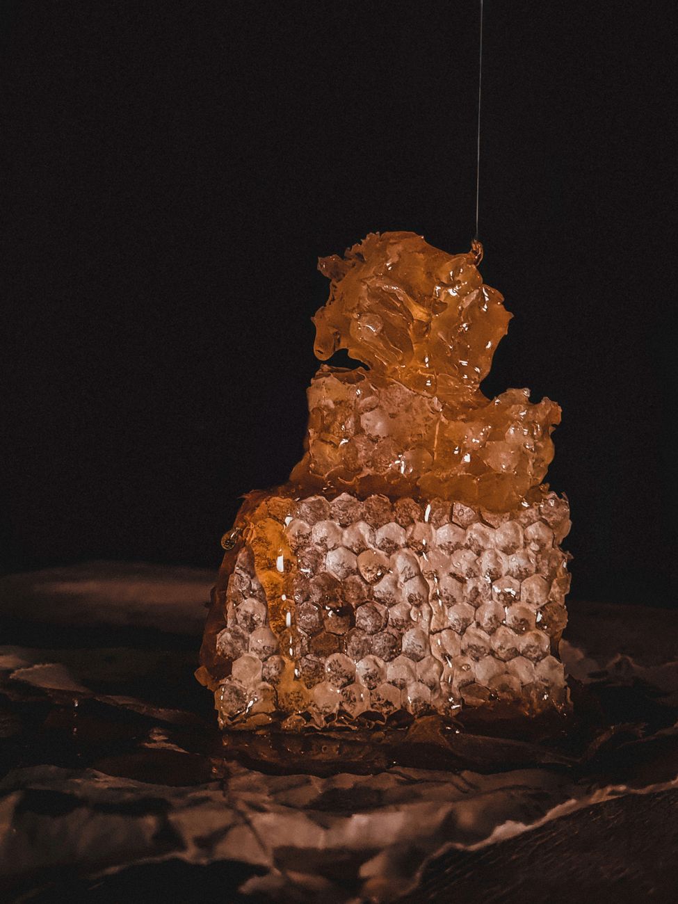 Golden amber honeycomb, warm texture