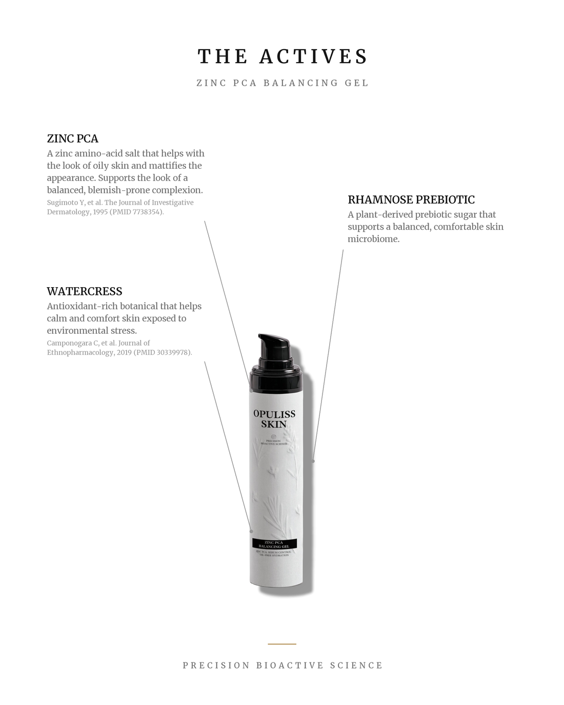 The actives of ZINC PCA BALANCING GEL with callouts