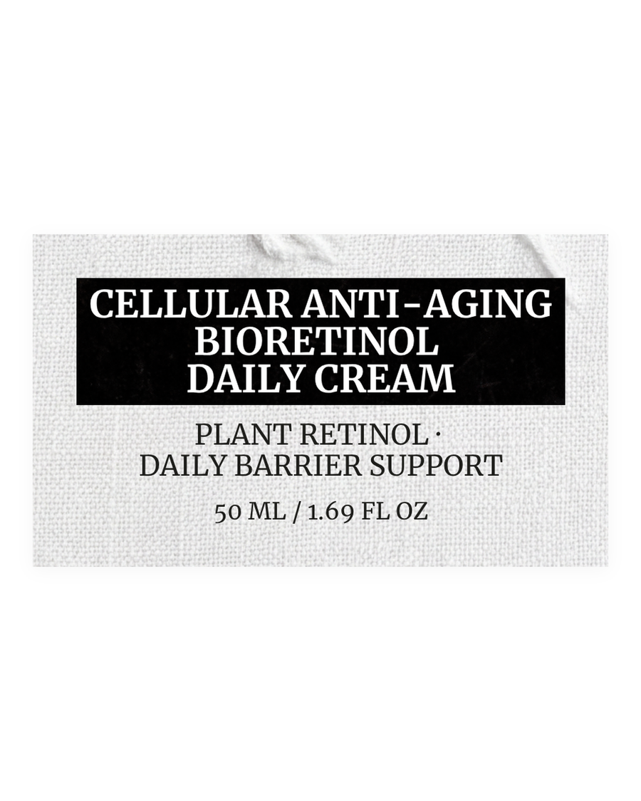 CELLULAR ANTI-AGING BIORETINOL DAILY CREAM product label, plant retinol, daily barrier support, 50 ml / 1.69 fl oz