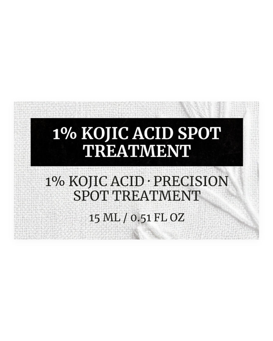 1% KOJIC ACID SPOT TREATMENT product label, precision spot treatment, 15 ml / 0.51 fl oz