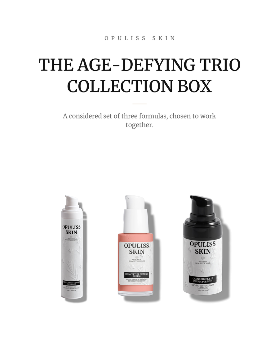 The Age-Defying Trio Collection Box, the formulas of the set shown together