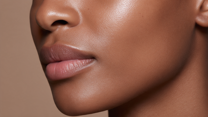 Close-up of radiant, even-toned deep brown skin