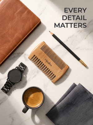 Premium Bamboo Beard Comb For Men Dual Wide And Fine Teeth