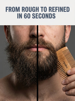 Premium Bamboo Beard Comb For Men Dual Wide And Fine Teeth