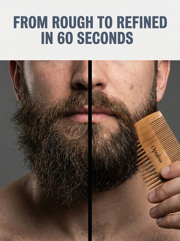 Premium Bamboo Beard Comb For Men Dual Wide And Fine Teeth
