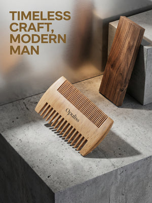 Premium Bamboo Beard Comb For Men Dual Wide And Fine Teeth