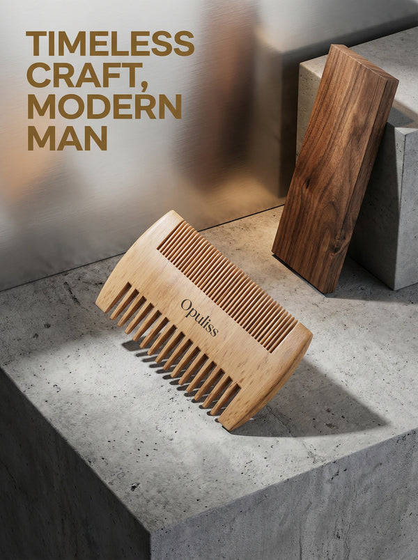 Premium Bamboo Beard Comb For Men Dual Wide And Fine Teeth