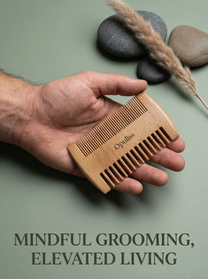 Premium Bamboo Beard Comb For Men Dual Wide And Fine Teeth
