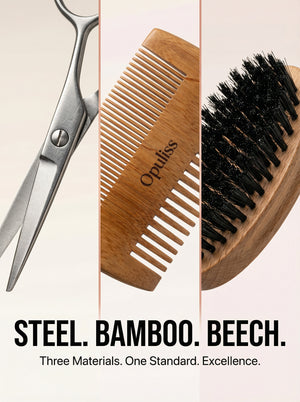 Pro Tools Men's Grooming Kit With Nylon Comb And Wooden Brush