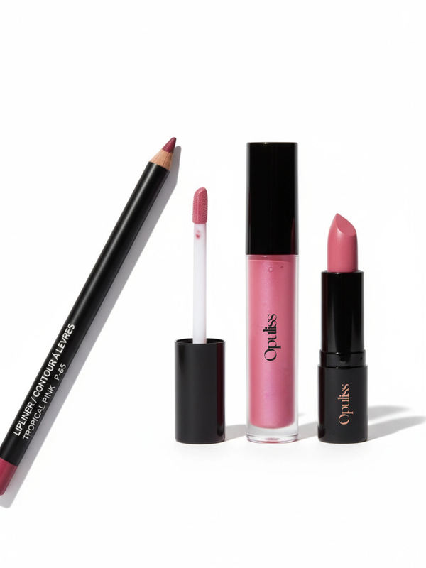 Pretty In Pink Lip Kit Premium All In One 3 Piece Set Glam - Opuliss Beauty