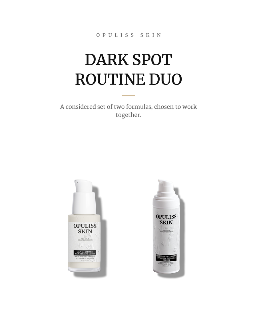 Dark Spot Routine Duo, the formulas of the set shown together