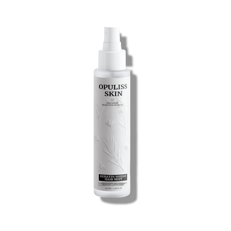 KERATIN SHIELD HAIR MIST product bottle, front label, corrected wording
